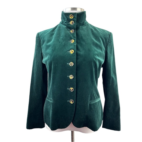 Lauren Ralph Lauren Velvet Blazer Jacket Holiday Green Button Size 16 H13855 - Picture 2 of 12
